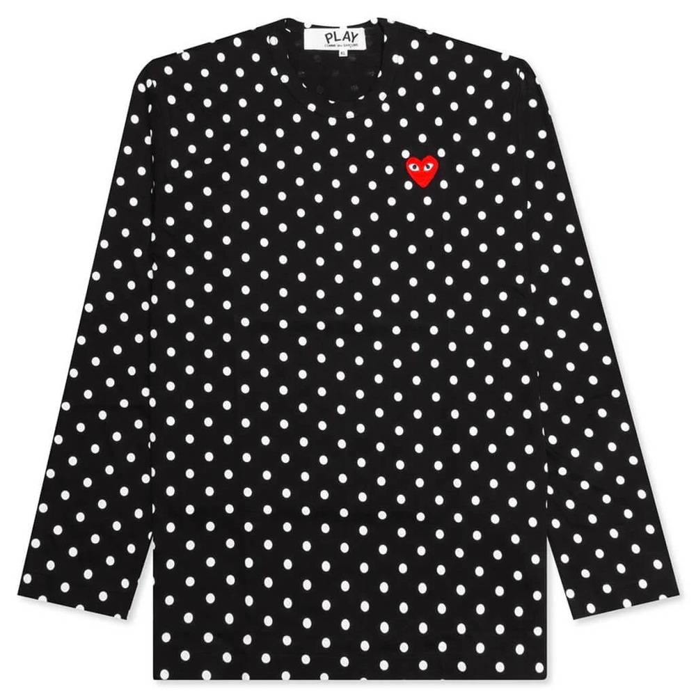Comme des Garcons Black and White Polka Dot Long Sleeve Tee